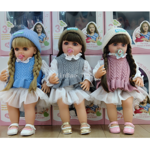 仿真娃娃55CM 22英寸女孩玩偶 超真实搪胶柔软触感 重生娃娃批发