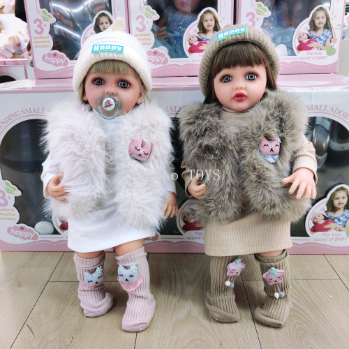 仿真娃娃55CM 22英寸女孩玩偶 超真实搪胶柔软触感 重生娃娃批发