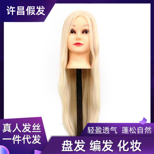真发头模可烫卷拉假人头模练习精剪造型盘发编发美发公仔头模特头