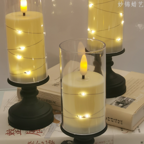 子弹头灯串款杯蜡烛台节日氛围装饰道具LED仿真电子蜡烛安全
