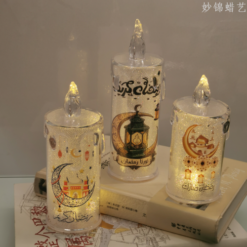 5CM斜口流泪无底宗教款透明暖光LED电子蜡烛节日氛围装饰道具