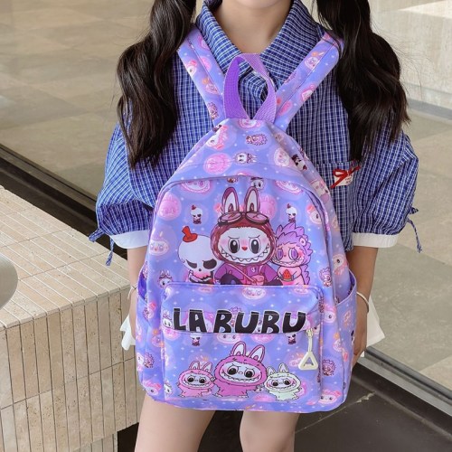 新款拉布布儿童学生书包潮流印花双肩包男女孩童休闲轻便潮流背包