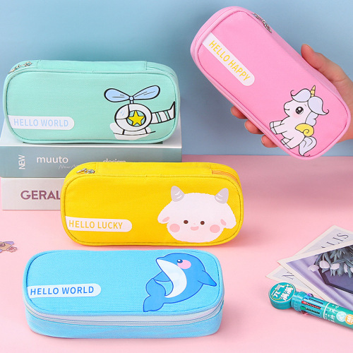 卡通大容量笔袋定制logo高颜值文具袋小学生ins风小众文具盒批发