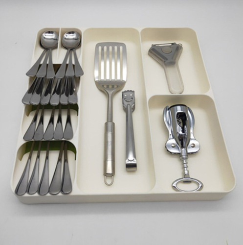 伸缩可调节烤盘架伸缩收纳盒厨房刀叉筷子抽屉整理器餐具分隔板