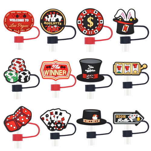 跨境拉斯维加斯派对用品 吸管帽软胶吸管防尘塞通用10mm吸管配件