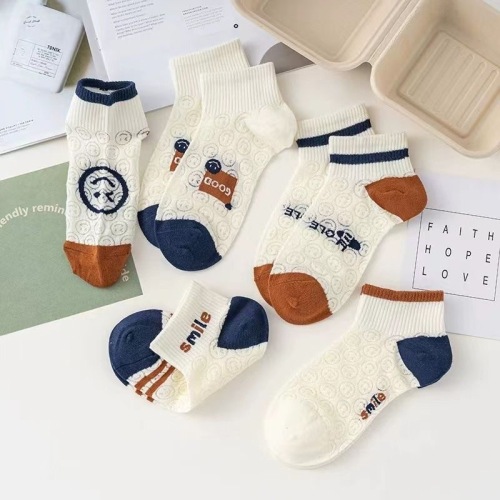 smiley face socks women‘s socks tide net red style summer thin low cut cotton socks deodorant shallow mouth women‘s spring and autumn short socks