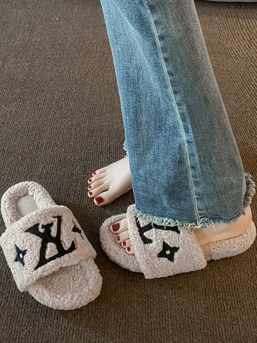 毛毛拖鞋女外穿2025款新厚底小香毛毛鞋高级感女士时尚洋气棉拖鞋