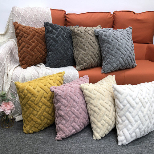 跨境亚马逊ins毛绒抱枕套纯色沙发靠枕创意几何简约靠垫厂家批发