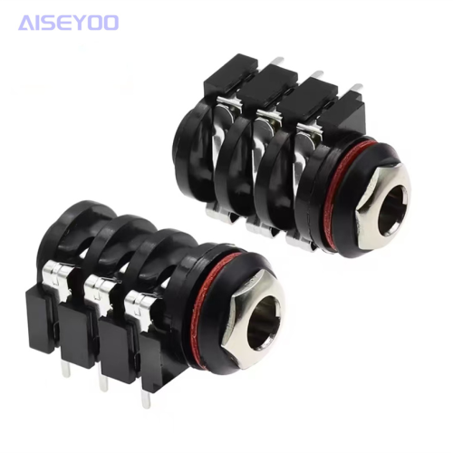 6.35mm内螺立体声插座 双声道话筒音响音频母座 6.5大三芯短脚