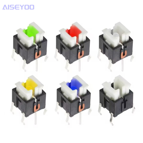 6X6X7带灯按键开关6*6*7mm轻触开关 红蓝白黄绿灯带LED发光按键