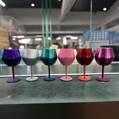 新款可拆卸U型红酒杯双层真空304不锈钢保温杯纯色14oz保冷高脚杯