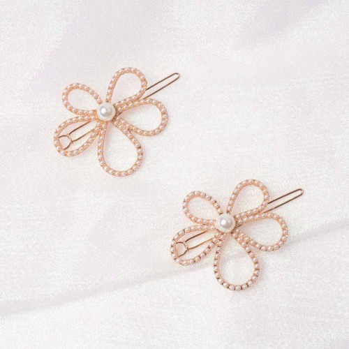 韩版新款珍珠花朵青蛙夹发饰时尚甜美刘海夹侧边碎发夹女头饰批发