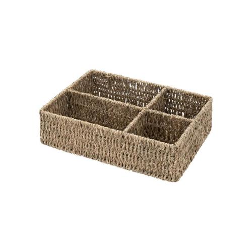 天然海草方形多分格收纳筐手工编织篮水草编储物收纳篮抽屉收纳盒