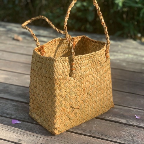 拉菲草编 帆布 手提包新款特色编织手提袋单肩包包包方形款式号