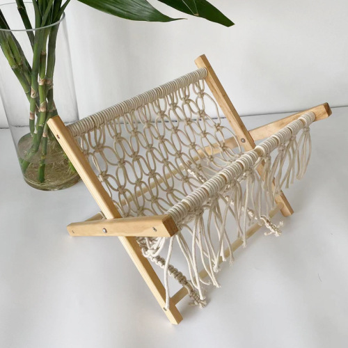 手工编织桌面杂志摆件收纳架 北欧风拍照装饰道具 桌面文艺摆件