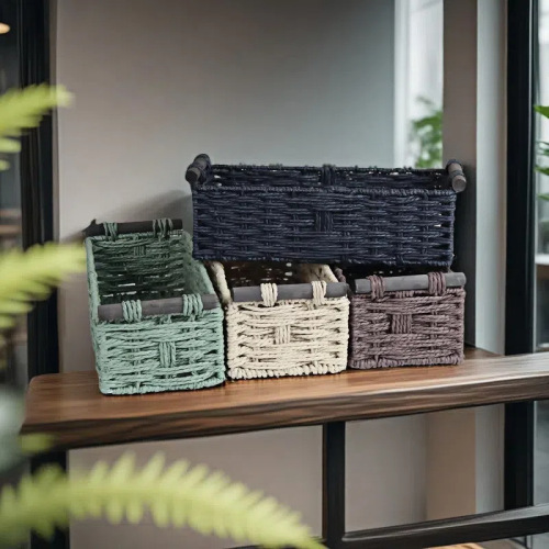 批发收纳篮客厅收纳筐桌面编织收纳盒零食置物杂物篮储物篮子