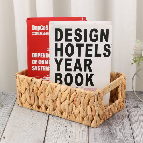 现货水葫芦草编收纳筐简约家用杂志储物收纳篮手提收纳现代ins风