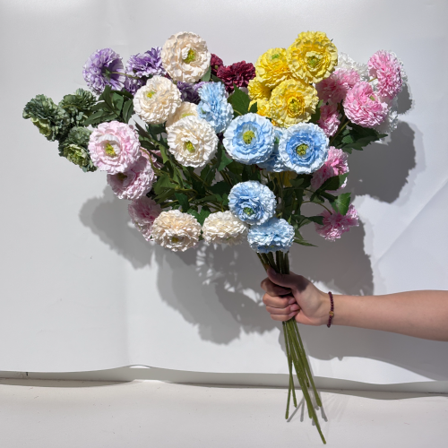 新款6头奶油露莲仿真花婚庆婚礼堂装饰背景花艺插花外贸假花批发