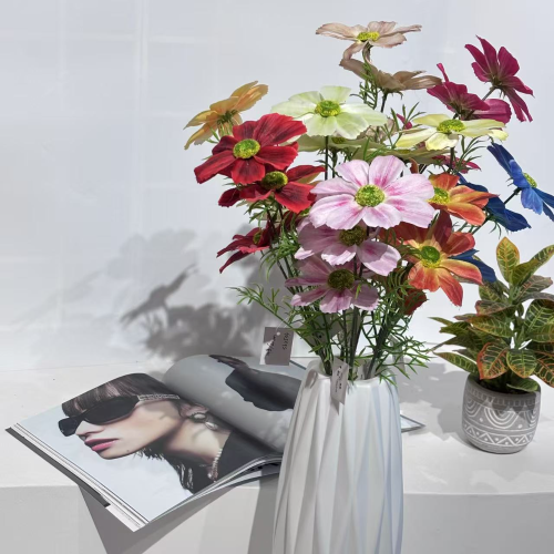 仿真花3头格桑波斯菊INS田园风婚庆假花插花造景订婚布置商场造景