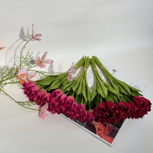 仿真花欧式 郁金香 家居装饰盆景插花 假花仿真植物人造花