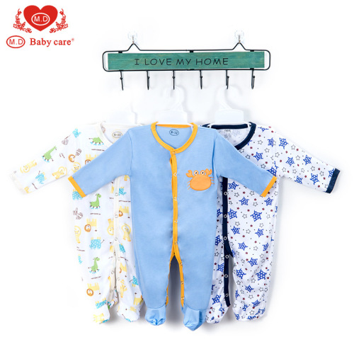 新生儿套装纯棉印花哈衣三件套0-12月宝宝爬服 婴儿服多件套 批发