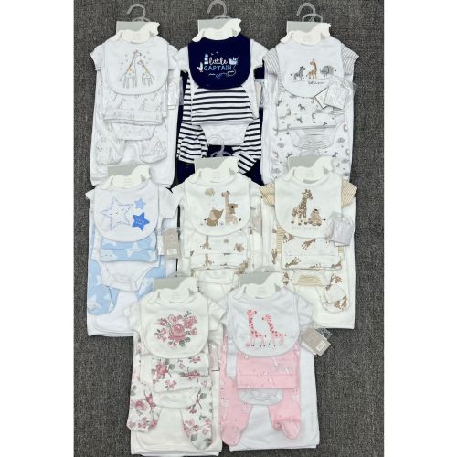 新生儿0-6个月礼袋6件套带毯子帽子爬衣纯棉婴儿满月送礼套装6pcs