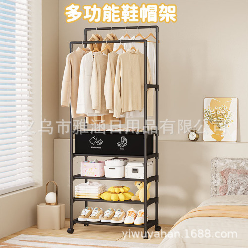东南亚热销款简易多功能鞋帽一体架晾衣架收纳衣帽架卧室鞋架裤架