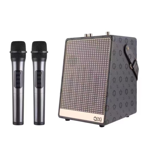 SK2050复古手提蓝牙音箱双无线麦克风K歌话筒便捷插卡音响低音炮