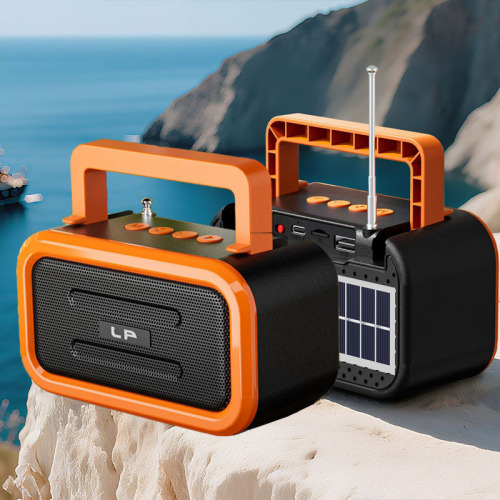 新款太阳能蓝牙音箱低音炮户外便携车载高音质家用收音机迷你音响
