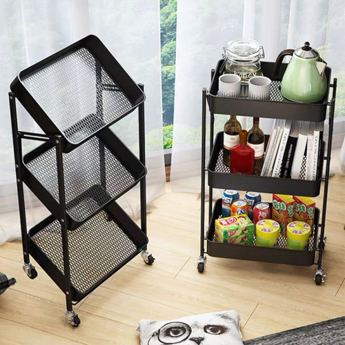 折叠置物架厨房多层收纳架卫生间浴室小推车可移动储物架子家用