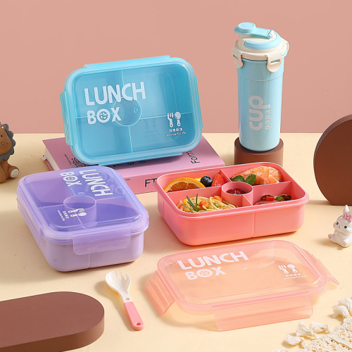 亚马逊学生分格饭盒外出便携午餐盒上班族可微波加热便当盒带餐具