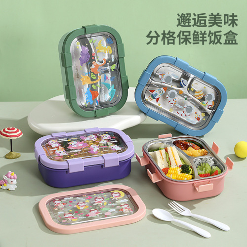 微波炉饭盒分格上班族便当盒耐温轻便学生带饭分隔不锈钢保温餐盒