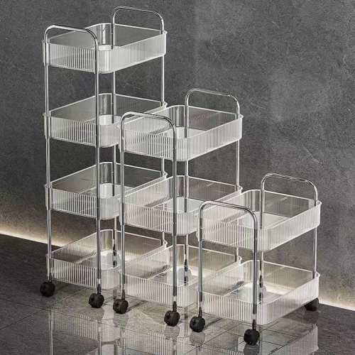 透明亚克力小推车置物架卧室零食移动化妆品收纳架子