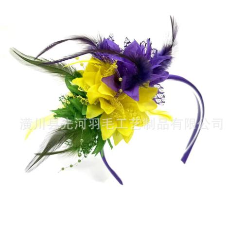 欧美派对舞会羽毛发箍花朵头箍狂欢节圣诞节新娘复古风发箍发饰