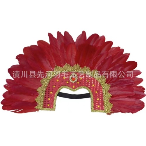 跨境爆款羽毛头饰巴西印第安大头带节日服装配饰舞台表演