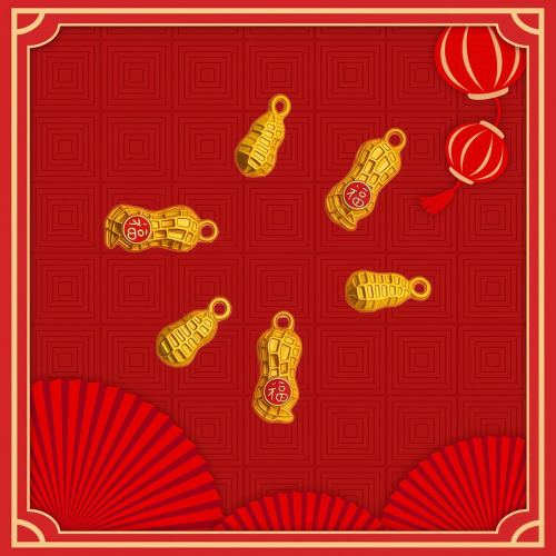 带吊福字花生，环保合金DIY饰品配件适用于手链吊链