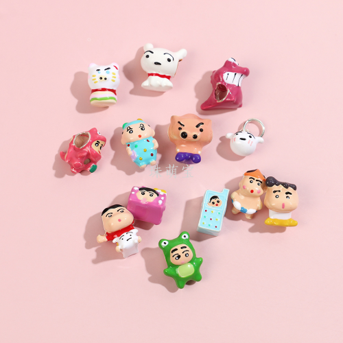 蜡笔小新卡通滴油彩色系列合金串珠diy手机饰品配件手链项链挂件