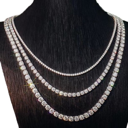 3 4 5mm男士嘻哈网球项链高级感小众饰品男女合金嘻哈风首饰跨境