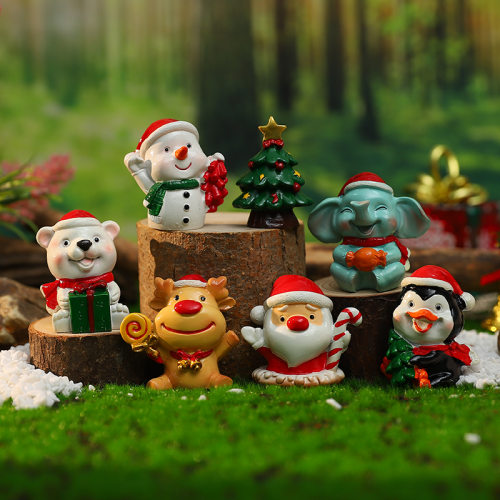 圣诞节小摆件微景观可爱卡通圣诞老人圣诞树动物装饰摆设盲盒礼物