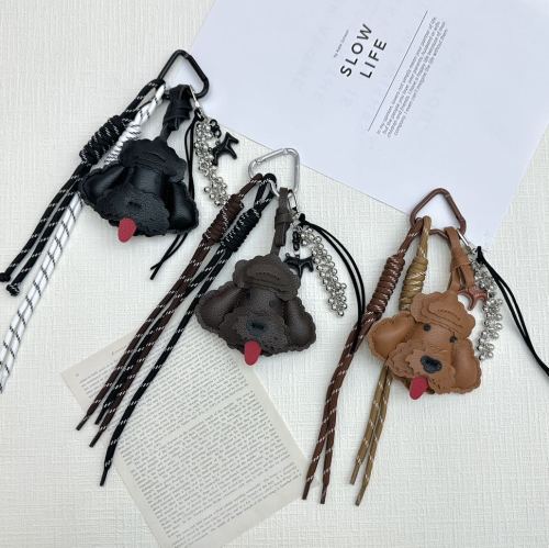 手工立体小狗编织绳包挂复古棕黑萌宠造型包挂饰