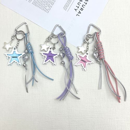 多彩星星亚克力吊坠挂饰编织皮绳甜酷少女包包挂件