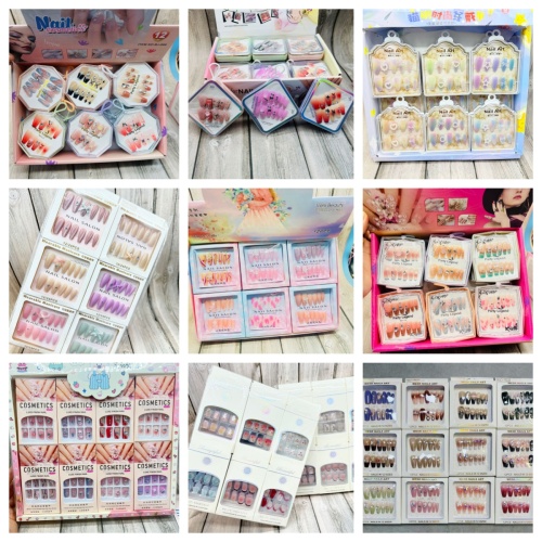 美甲片假指甲美甲贴片  带胶水指甲贴花可撕学生成人美甲亮甲