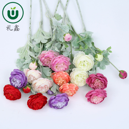 三头仿真茶花花束客厅餐桌装饰品高档插花婚庆花艺仿真花场景布置