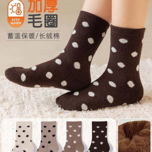 秋冬季毛圈加厚儿童袜子女童中筒诸暨童袜保暖厚袜子a类6-12岁