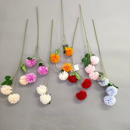 单支三头球菊仿真花假花 婚庆装饰用品家居桌面装饰插花