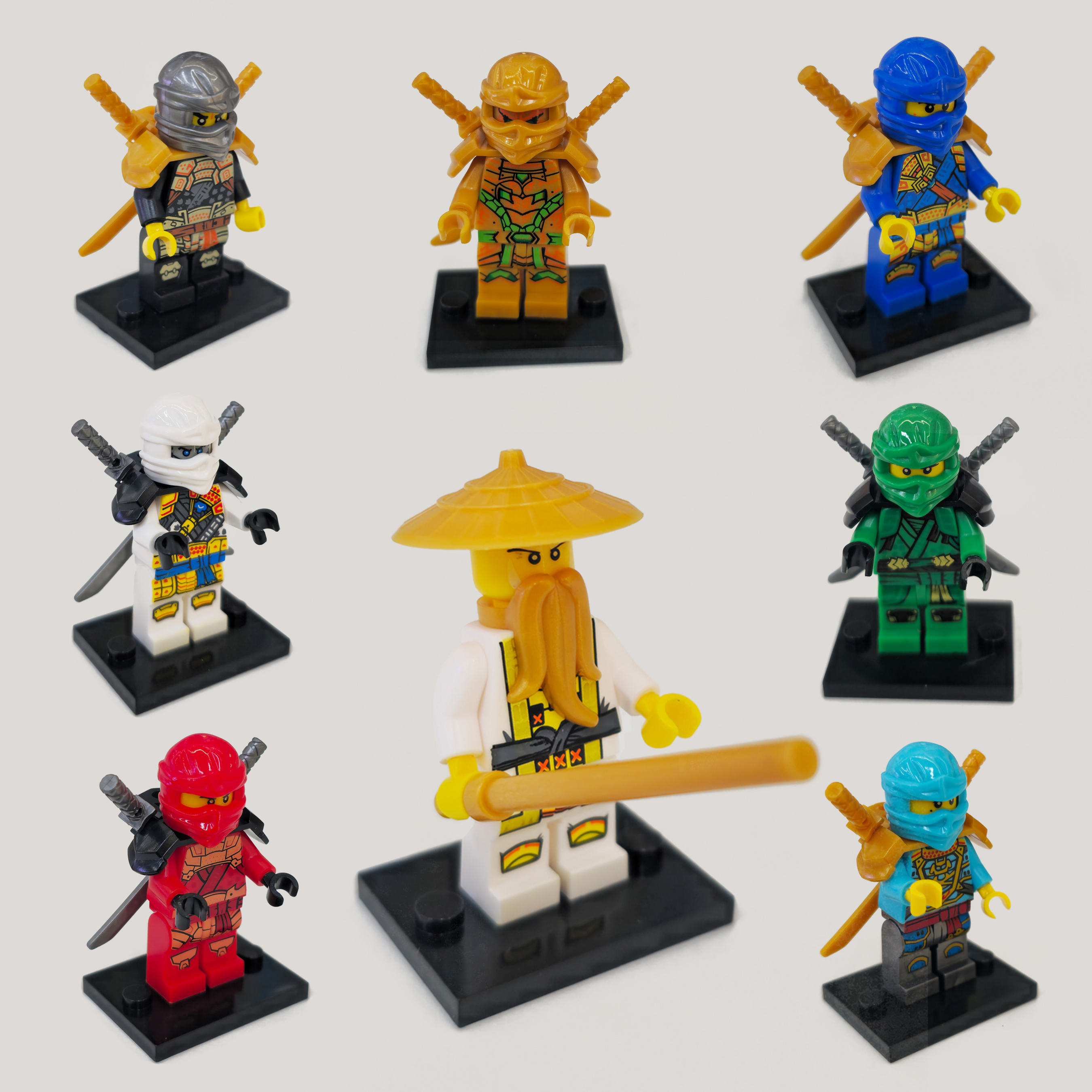 忍者人仔带底板双武器儿童玩具摆件兼容乐高外贸工厂批发爆款热卖