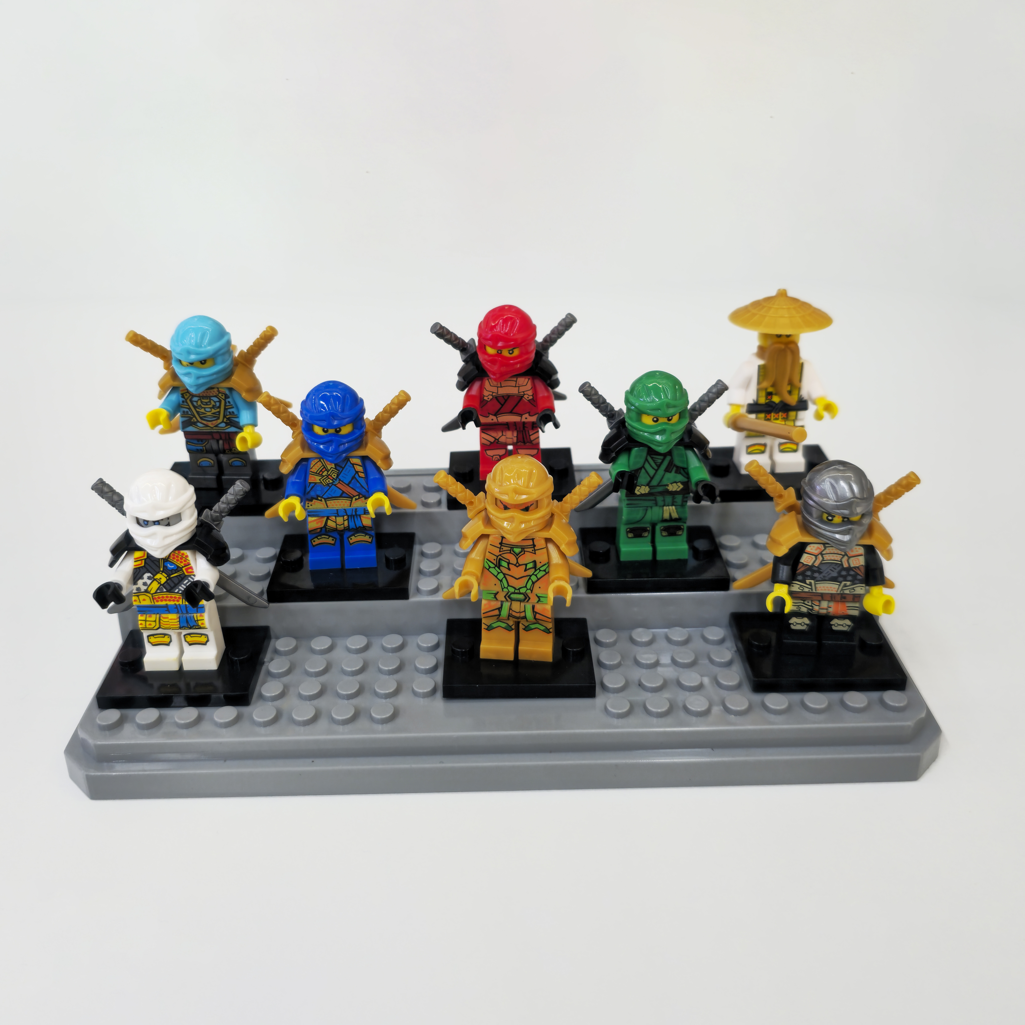 忍者人仔带底板双武器儿童玩具摆件兼容乐高外贸工厂批发爆款热卖
