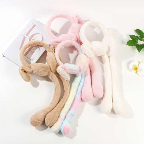网红抖音毛绒兔子耳罩儿童可爱耳包耳会动耳套冬季保暖耳暖耳捂子