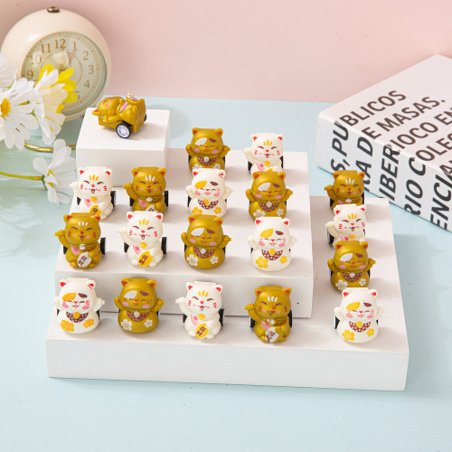 萌趣卡通Q版招财猫回力车多种款式儿童玩具摆摊神器批发厂家专供