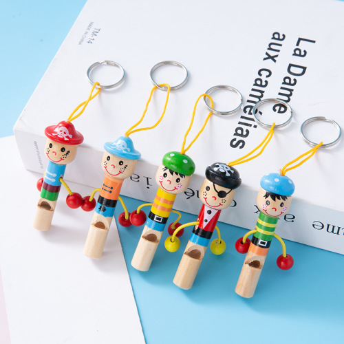 卡通木质小海盗口哨玩具儿童吹奏乐器宝宝小哨子幼儿园奖品小礼物